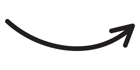 Round curl long arrow. Thin arrow curled symbol icon. Arrow swish sign.	