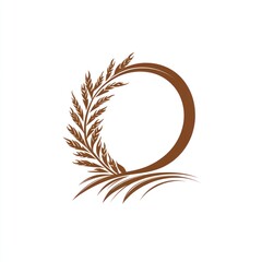 Obraz premium Wheat wreath circle frame design, agricultural logo template, for label or packaging