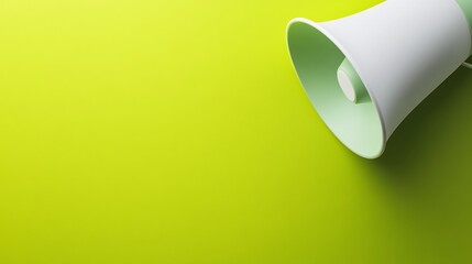 Bright Green Background Megaphone Announcement. AI Generated