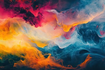 A vivid display of colorful smoke trails forming unique shapes, perfect for an abstract artistic theme.