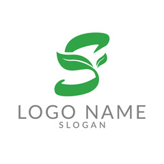 Letter S Green abstract leaf logo design template