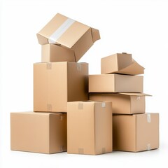 Stack of Cardboard Boxes Ready for Shipping or Storage