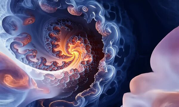 Abstract swirling fractal art; cosmic nebula background; design element