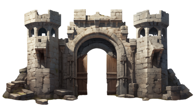 Ruins of a medieval stone gate ancient architecture