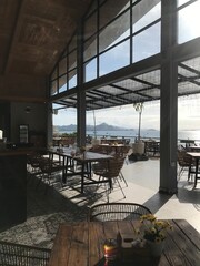outdoor cafe by the ocean