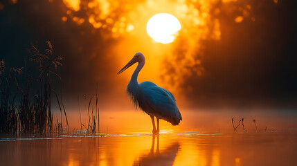 Stork at Sunset