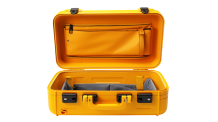 Bright Yellow Suitcase Open Empty Interior Travel Packing 
