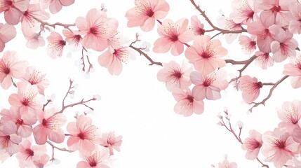 Fototapeta premium Wide Angle Floral Spring Background for Various Uses: Centered Composition Ideal for Spring Themed Designs