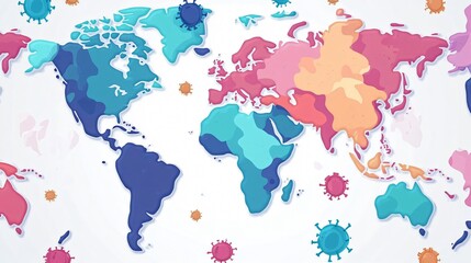 Fototapeta premium Detailed Global Coronavirus Map; Track Cases Worldwide with Angle Centered Wide View