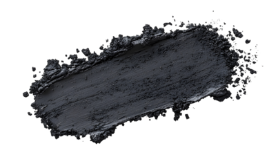 Dark grey powder swatch on black, cosmetic texture