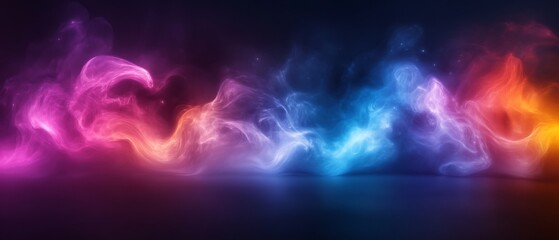 Abstract colorful smoke swirls on dark background. (1)