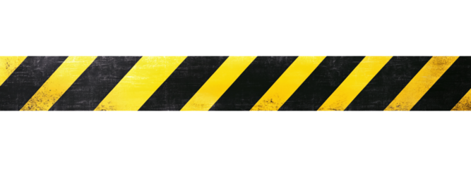 Black and yellow warning tape on a transparent background. high resolution PNG file
