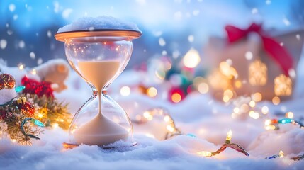 Snowy Hourglass Marks Christmas Time Passing