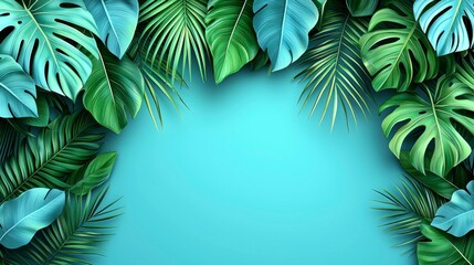 Soft mint-colored tropical background with palm tree shadows, creating a peaceful and elegant mockup or product presentation template to highlight your products.