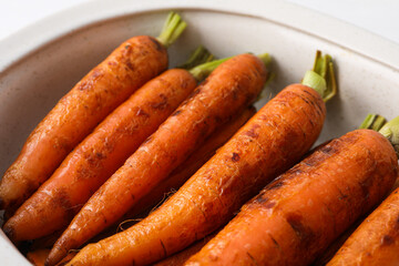 Fried carrot, concept of tasty fried food