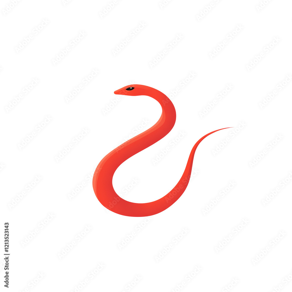 Poster the image shows a minimalist illustration of a red snake on a white background. the snake is depicte