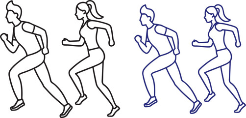 isolated running man woman icon Vector, running man woman Silhouette,running man woman icon set, black running man woman symbol for logo,color  Vector illustration, Vector Graphic, EPS 10