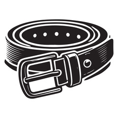 Belt Silhouette Vector Illustration, Solid White Background.