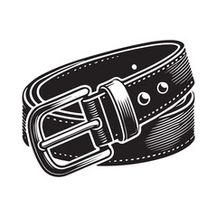 Belt Silhouette Vector Illustration, Solid White Background.