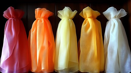 Five Sheer Fabric Scarves in Warm Hues