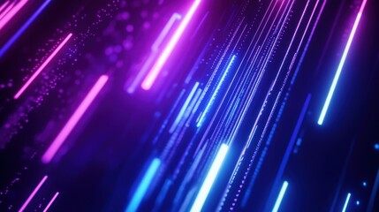 Abstract Neon Light Streaks: Digital Art