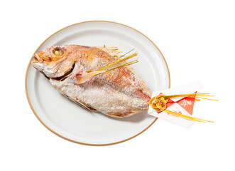 Traditional Japanese Grilled Tai Fish Isolated on White Background