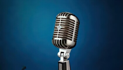 Classic Microphone on Minimal Background with Copy Space for Design