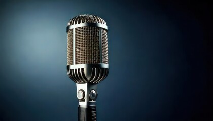 Classic Microphone on Minimal Background with Copy Space for Design