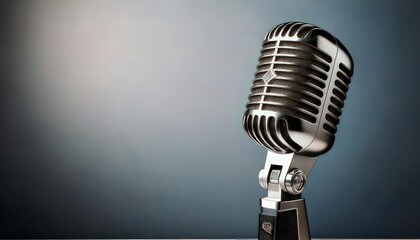 Fototapeta premium Classic Microphone on Minimal Background with Copy Space for Design