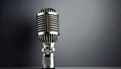 Classic Microphone on Minimal Background with Copy Space for Design