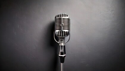 Fototapeta premium Retro-Style Microphone Against Clean Wall with Ample Right-Side Copyspace
