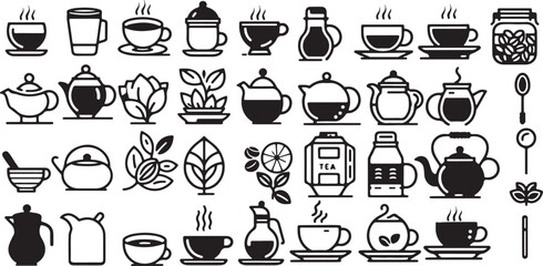 isolated  tea coffee icon Vector, tea coffee Silhouette,tea coffee icon set, black tea coffee symbol for logo,color  Vector illustration, Vector Graphic, EPS 10 , clip art work,