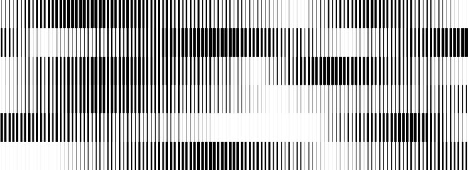 Black and white striped halftone gradient. Fading line gradation background. Repeating strip pattern backdrop. Parallel lines wallpaper for overlay, print, cover. Vector Doppler effect concept © vika_k