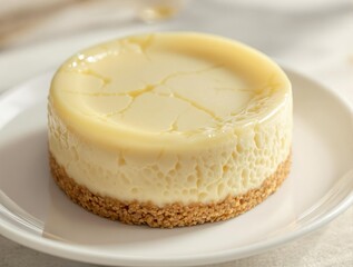 Close-up of a delectable lemon cheesecake on a white plate, cheesecake, sweet, indulgent, lemon, lemon flowers