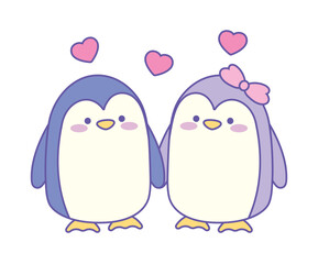 cute penguin animals in love