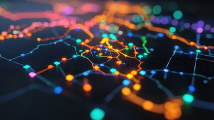 Fototapeta premium Global Economic Trends Market Analysis concept. Futuristic Glowing Map Showcasing Trade Flows and Market Dynamics
