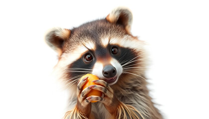 Obraz premium The raccoon display shows a wild animal in a natural setting isolated on a white background