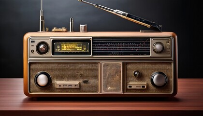 Fototapeta premium Blend of Vintage and Modern Radios Surrounded by Interconnected Lines, Symbolizing Global Communication Network