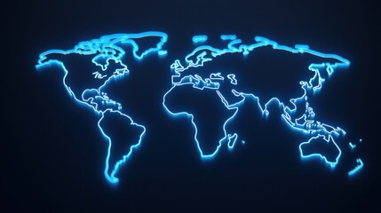 Naklejka premium Global Economic Trends Market Analysis concept. Glowing Holographic World Map Displaying Market Data and Global Connectivity