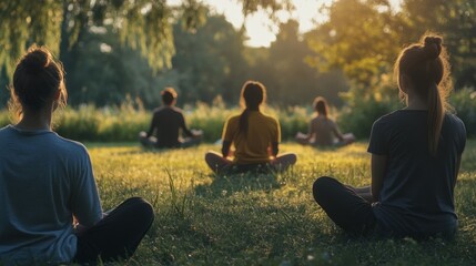 Coworkers Engaging in Outdoor Team Building Activity at Sunset