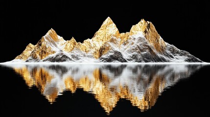 Golden Mountain Reflection: A Serene Digital Landscape