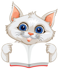 Cute Cat Reading a Book