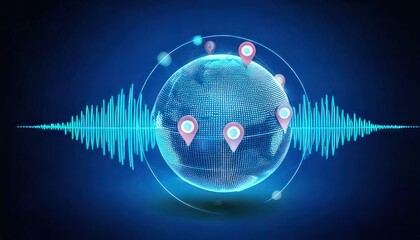 Symbolic Representation of Radio Listeners and Audio Entertainment with Globe and Location Pins