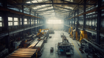 Fototapeta premium Large factory workshop space building