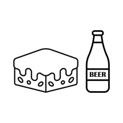 Beer drink and brownies food icons with a harmonious and inviting design