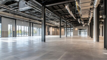 Empty Modern Industrial Space Interior.