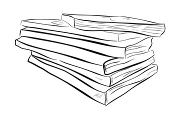 stack of book, simple hand draw sketch vector at white background