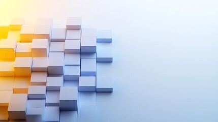 Abstract Cube Formation Warm Light Blue White Background. AI Generated