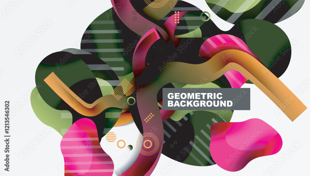 Poster Abstract liquid shapes and lines background