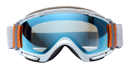 White ski goggles on a transparent background 